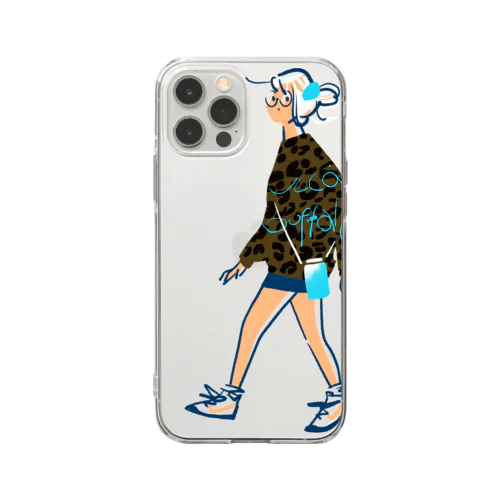 透明なメガネガール・ウォーキング Soft Clear Smartphone Case