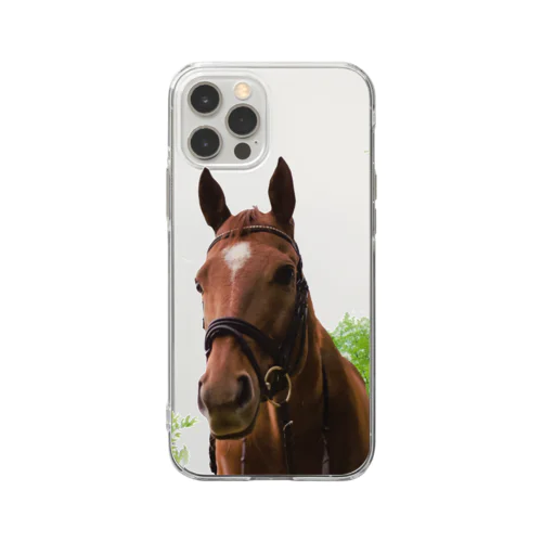 牧場 乗馬 馬術の馬 Soft Clear Smartphone Case