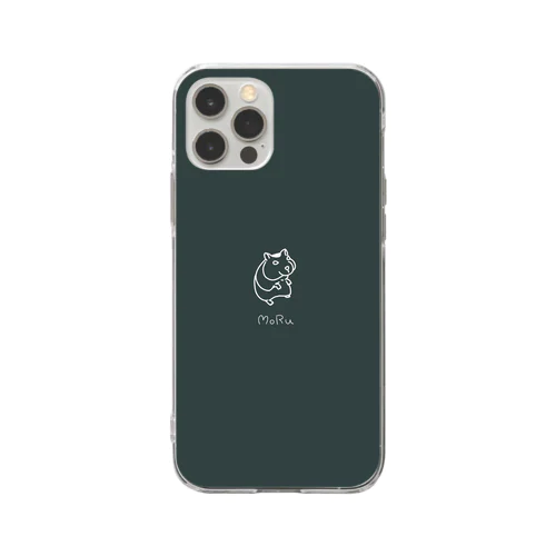 Moruのスマホケース(霞緑) Soft Clear Smartphone Case