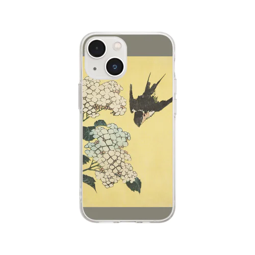 003-009　葛飾北斎　『紫陽花に燕』　クリア　スマホケース　iPhone 13mini/12mini/11Pro専用デザイン　CC4 Soft Clear Smartphone Case