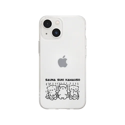 新サウナ好きのカワウソ(位置違いバージョン) Soft Clear Smartphone Case