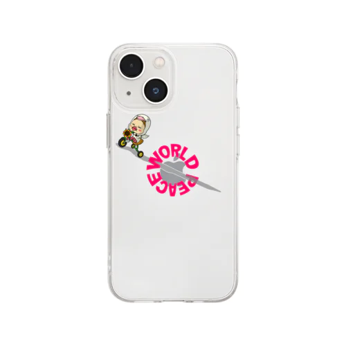 【バックプリント】世界平和だよ！さげみちゃん（円形文字） Soft Clear Smartphone Case