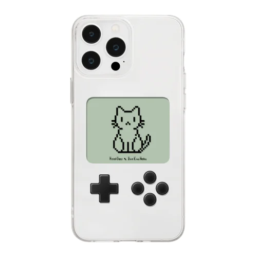 ドット絵の猫（液晶ボタン付・お座り） Soft Clear Smartphone Case