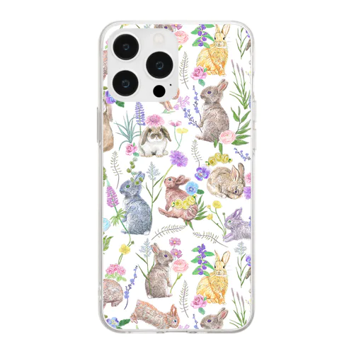 花あそび　うさちゃんず Soft Clear Smartphone Case