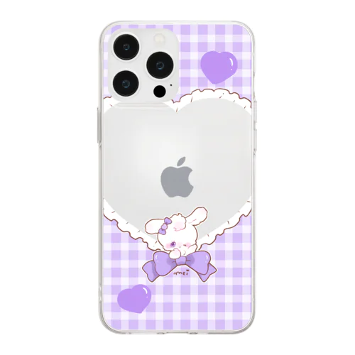 推し活うさぎちゃん紫スマホケース Soft Clear Smartphone Case