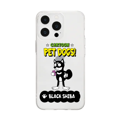 【111M】C･PETDOGS『Black Shiba』ソフトクリアスマホケース Soft Clear Smartphone Case