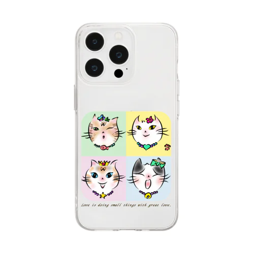 保護猫　名言１小さな愛 Soft Clear Smartphone Case