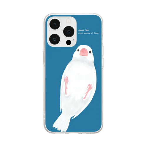 いつも手の中に文鳥を。【白文鳥ver.】 Soft Clear Smartphone Case