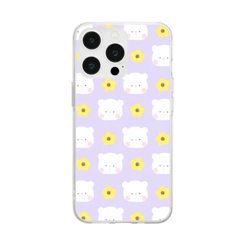 白熊とひまわり Soft Clear Smartphone Case