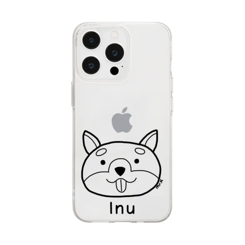 Inu (犬) 黒デザイン Soft Clear Smartphone Case