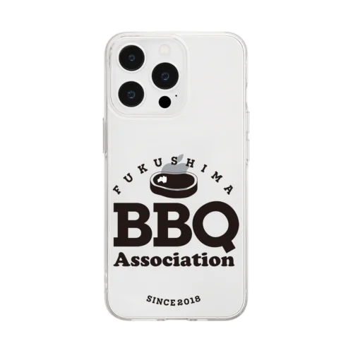 福島BBQ協会Circleロゴ黒文字 Soft Clear Smartphone Case