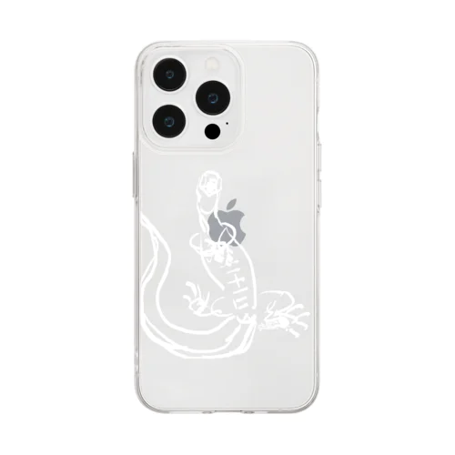 【白】ヘソ天オオトカゲ / HESOTEN VARANUS Soft Clear Smartphone Case