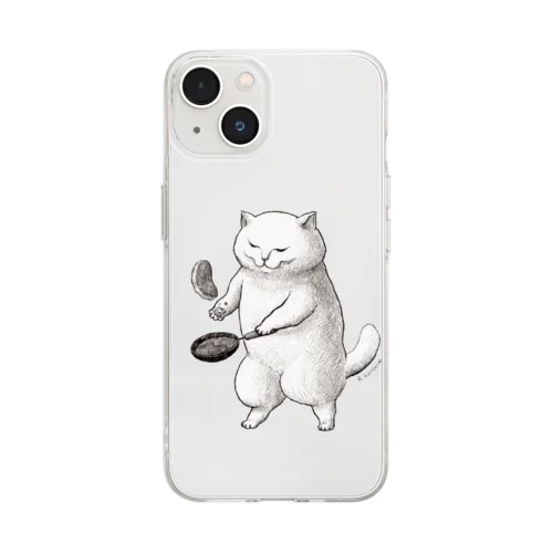 チャオとパンケーキ・モノクロ Soft Clear Smartphone Case