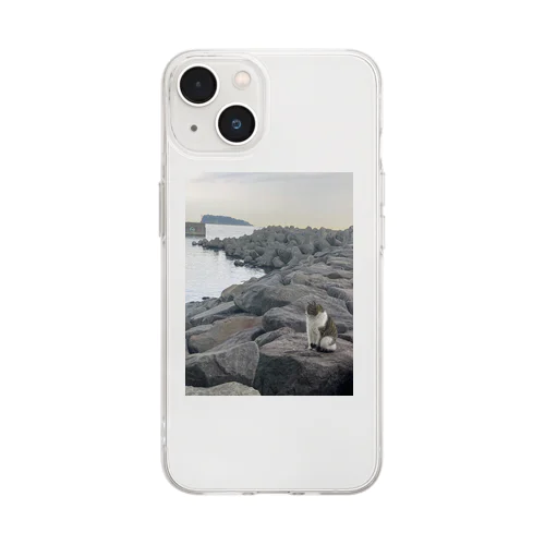 猫と海と猿島 Soft Clear Smartphone Case