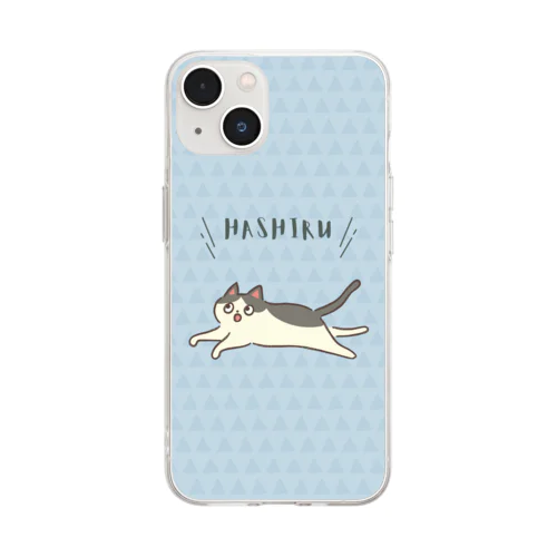 はしるねこ　ハチワレ Soft Clear Smartphone Case