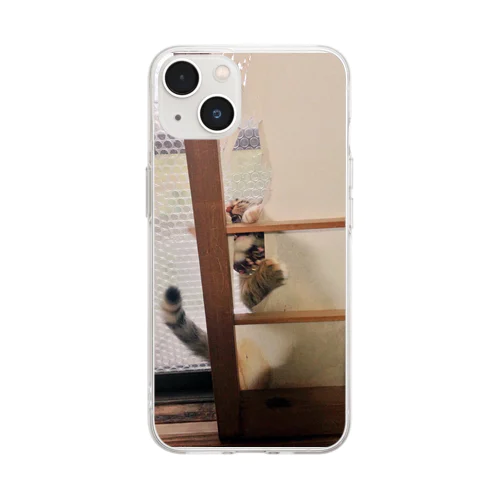 障子をブチ破る猫ちゃん Soft Clear Smartphone Case