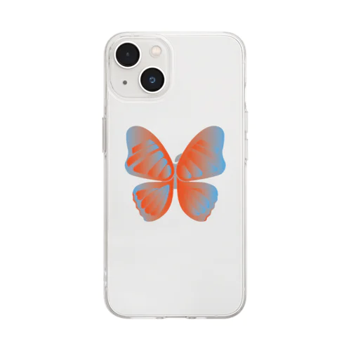 BUTTERFLY(ORANGE×BLUE) Soft Clear Smartphone Case