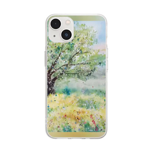 watercolor field Soft Clear Smartphone Case