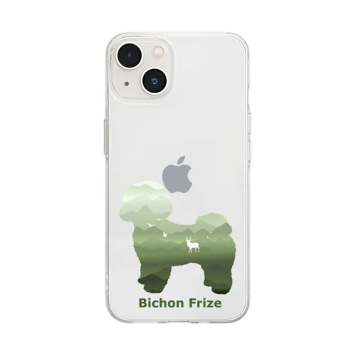 空と森と犬　ピジョンフリーゼ Soft Clear Smartphone Case