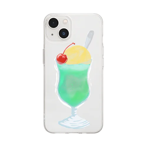 クリームソーダ Soft Clear Smartphone Case