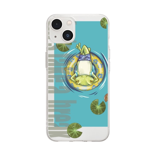浮き輪かえる Soft Clear Smartphone Case