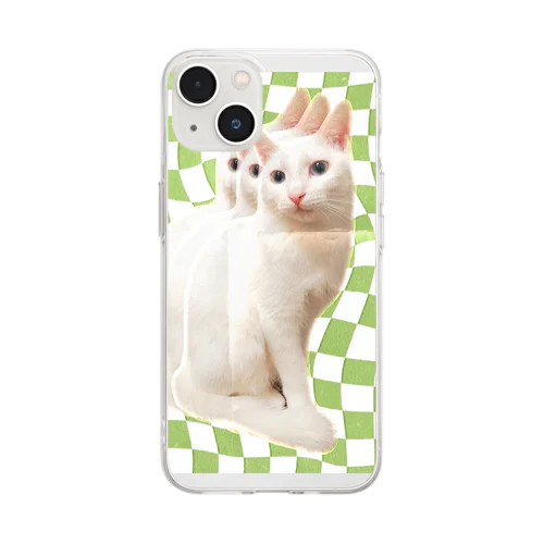 retrogreenback white cat ソフトクリアスマホケース