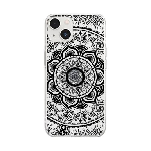 Lotus（黒） Soft Clear Smartphone Case