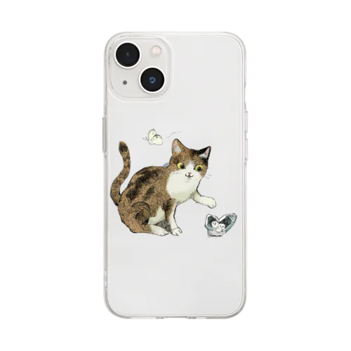 ロゴにゃんこ Soft Clear Smartphone Case