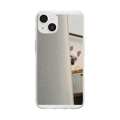 覗く犬 Soft Clear Smartphone Case