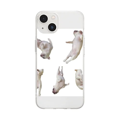 転がる犬 Soft Clear Smartphone Case