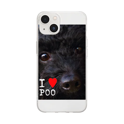 黒いトイプードル_I love poodle. Soft Clear Smartphone Case
