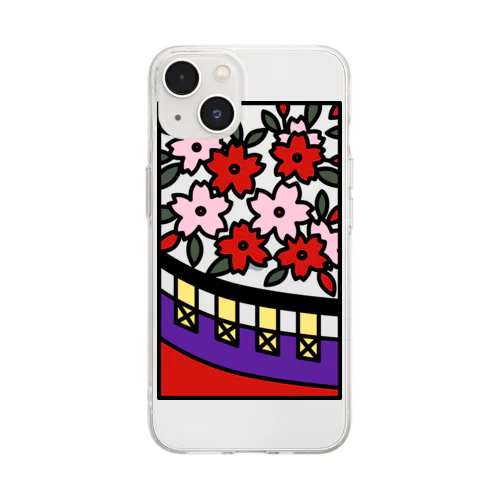 花札　桜に幕 Soft Clear Smartphone Case