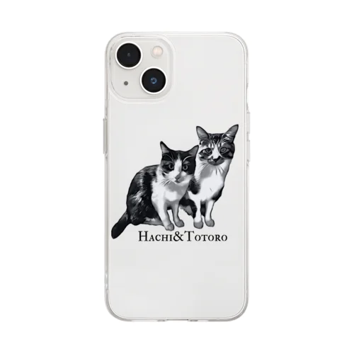 猫&猫（Hachi&Totoro） Soft Clear Smartphone Case