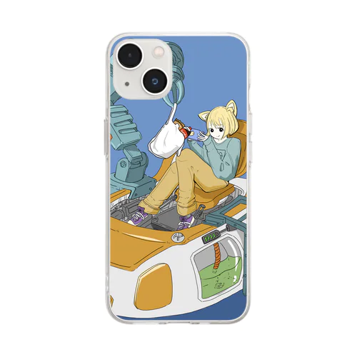 怠惰なみーちゃん(ver.blue) Soft Clear Smartphone Case