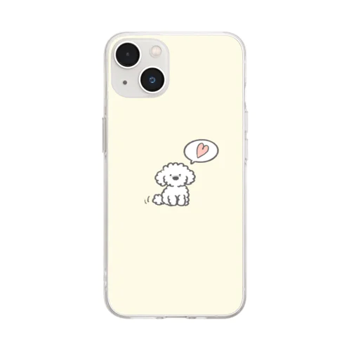 もこもこのごきげんソフトスマホケース（オフホワイト） Soft Clear Smartphone Case