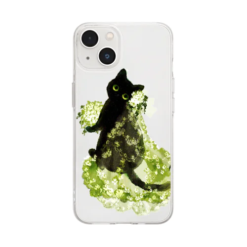 040はちわびねこグッズ Soft Clear Smartphone Case