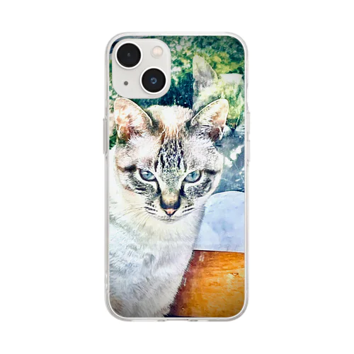 保護猫のカムイ君 Soft Clear Smartphone Case