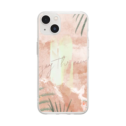 南国風ピンク Soft Clear Smartphone Case