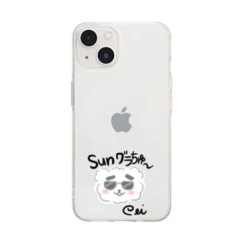 サングラチュー（黒文字Ver） Soft Clear Smartphone Case