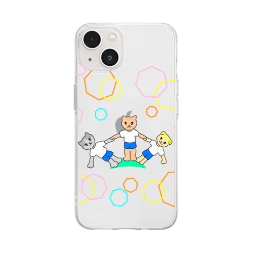 猫ちゃん組体操　運動会 Soft Clear Smartphone Case