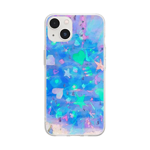 ⭐︎♡ (ブルー) Soft Clear Smartphone Case