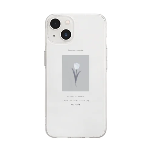 *sugar milk sherbet blue Tulip× white grayish green blue Soft Clear Smartphone Case