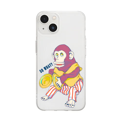 おさるのおもちゃ(エモいカラー) Soft Clear Smartphone Case