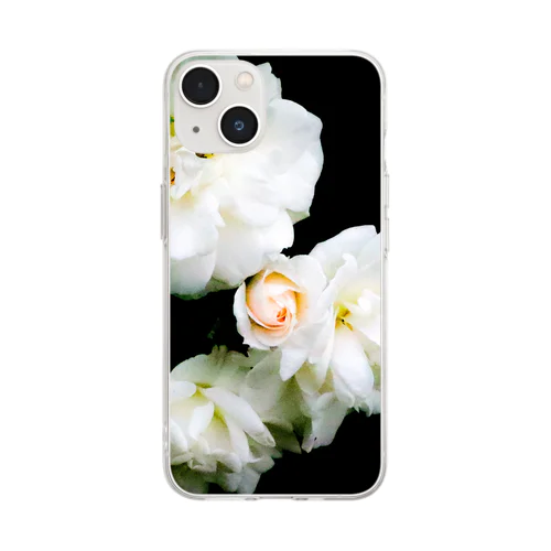 浮かび上がる白薔薇 Soft Clear Smartphone Case