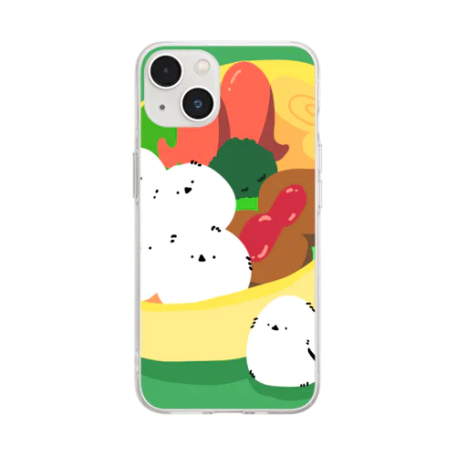 シマエナガ×お弁当 Soft Clear Smartphone Case