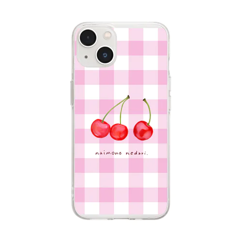 Cherry(ギンガムチェック) Soft Clear Smartphone Case