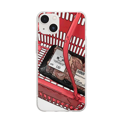 （買い物）籠の中の鳥（肉） Soft Clear Smartphone Case