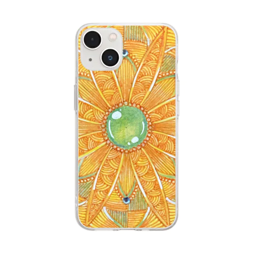 mandala-ひまわり Soft Clear Smartphone Case