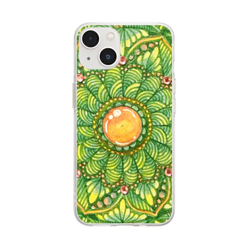 mandala-もりのなか Soft Clear Smartphone Case