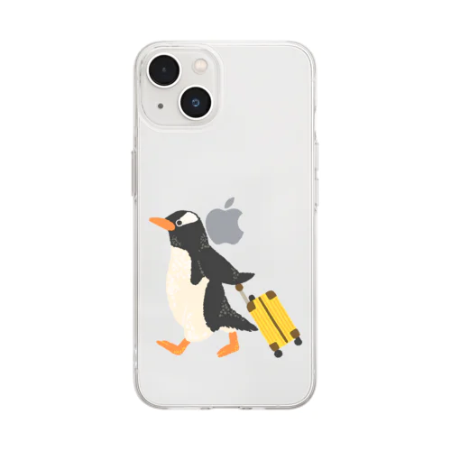 旅するペンギン（文字ナシ） Soft Clear Smartphone Case